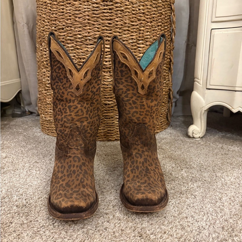 Corral Leopard Brown and Tan Cowboy Boots